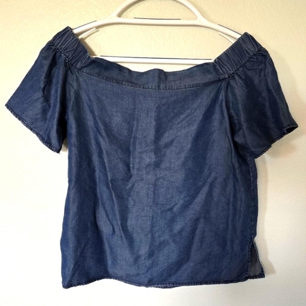 Thread and Supply Chambray Off-Shoulder Top Size Small